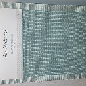 Au Natural Light Aqua 100% Cotton Decorative Table Runner 14x72 Inches NWT